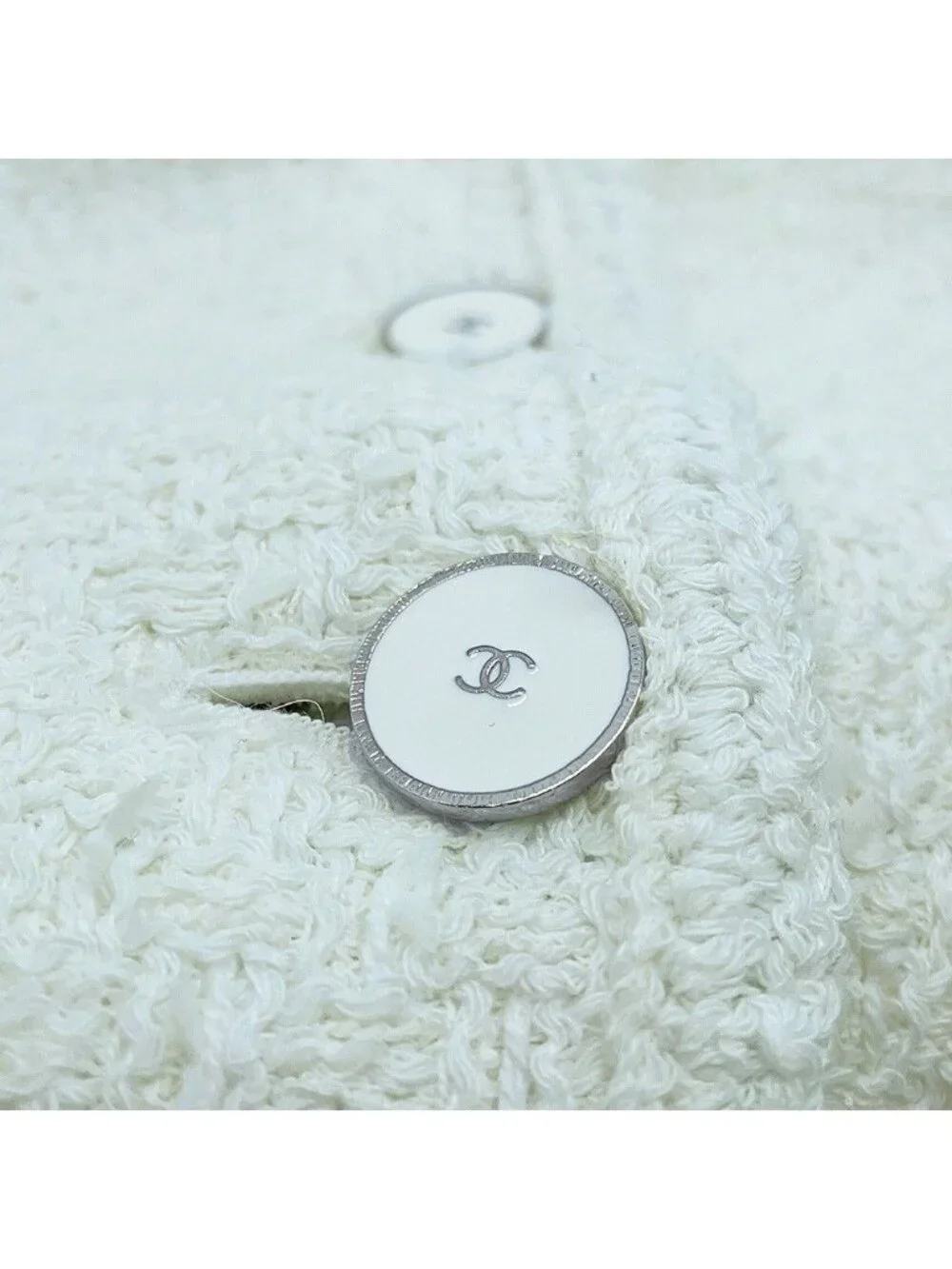 Chanel Jacket CC Logo Tweed Outer White 34